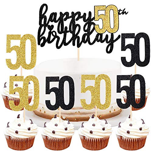 LVEUD Happy Birthday Cake Topper Black Font Golden Numbers 50th Birthday Happy Cake Topper?digital 50 Paper cup Cake topper?Birthday Party Decorations?1 6? 50 LVEUD Happy Birthday Cake Topper Black Font Golden Numbers 50th Birthday Happy Cake Topper?digital 50 Paper cup Cake topper?Birthday Party Decorations?1 6? 50
