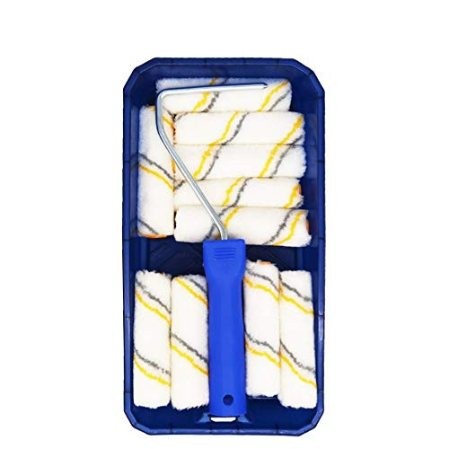 fasuga Paint Roller Tool Kit   12 Piece Painting Set   Mini Plastic Paint Tray Set  Mini Roller Frame Microfiber Roller Covers