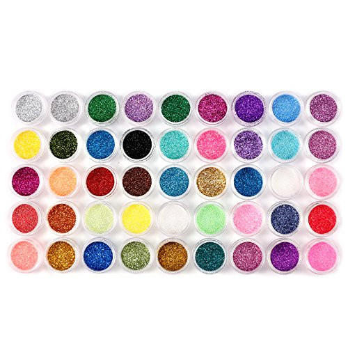 Anladia 45 Mix Color Set Nail Art Glitter Powder Dust For UV GEL Acrylic Decoration Tips