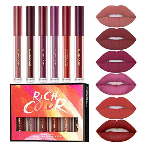BONNIESTORE 6Pcs Matte Liquid Lipstick Set Waterproof Long Lasting lipstick Set Matte Lip Gloss Durable Liquid Lipgloss Set for Women Makeup BONNIESTORE 6Pcs Matte Liquid Lipstick Set Waterproof Long Lasting lipstick Set Matte Lip Gloss Durable Liquid Lipgloss Set for Women Makeup