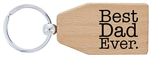 ThisWear for Dad Best Dad Ever Wood Keychain Key Tag Dad Gifts