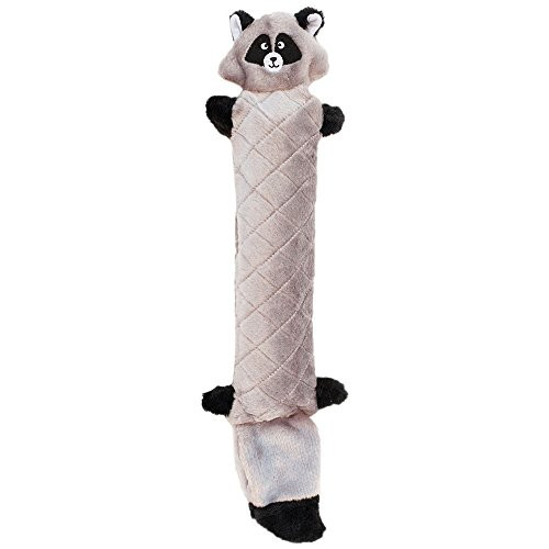 ZippyPaws   Jigglerz Tough No Stuffing Squeaky Plush Dog Toy with Crinkle Head and Tail   Raccoon