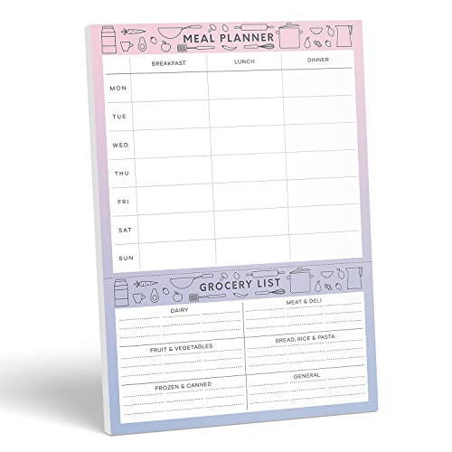 Sweetzer   Orange Meal Planner and Grocery List Magnetic Notepad  7x10 Meal Planning Pad with Tear Off Shopping List  Plan Weekly Menu with Weekly Planner Notepad