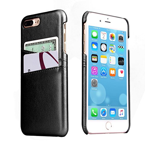 iPhone 8 Plus Leather Card Case   SOWOKO Slim iPhone 7 Plus Wallet Case  Credit Card Slots ID Holder Protective Phone Cover for Apple iPhone 8 Plus  2017    iPhone 7 Plus  2016    Black
