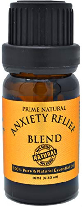 Prime Natural Anxiety Relief Essential Oil Blend 10ml   0 33oz   Natural Pure Undiluted Therapeutic Grade for Aromatherapy  Scents  Diffuser  Bracelet  Anti Stress Focus Grounding Calming  Boost Mood