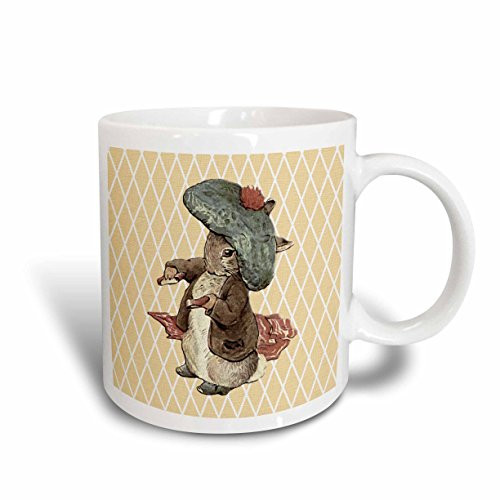 3dRose Vintage Rabbit Animals Art Peter Rabbit Ceramic Mug, 15-Ounce