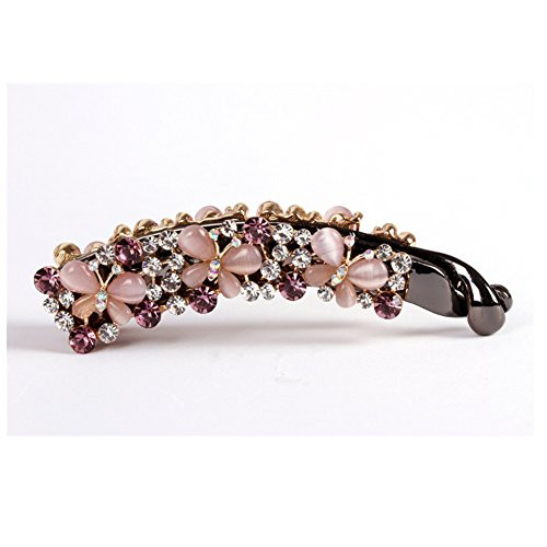 Casualfashion Crystal Rhinestone Hair Banana Clip Claw Barrette Hairpin for Women Hair Jewelry Accessories Purple Casualfashion Crystal Rhinestone Hair Banana Clip Claw Barrette Hairpin for Women Hair Jewelry Accessories Purple