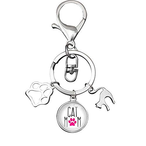 Infinity Collection Cat Mom Keychain  Cat Jewelry  Kitty Cat Charm Zipper Pull Key Chain  Cat Paw Charm Keychain  Pet Jewelry  Cat Lover Gifts