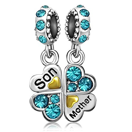 JMQJewelry Mother Mom Son Clover Love Heart Birthstone Birthday December Charms for Bracelets Brother Sister Gifts JMQJewelry Mother Mom Son Clover Love Heart Birthstone Birthday December Charms for Bracelets Brother Sister Gifts