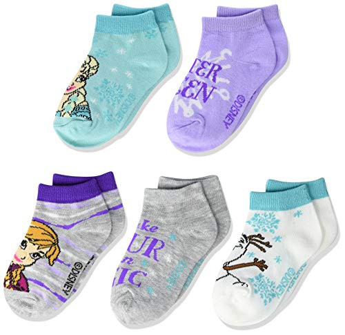Disney Frozen Girls 5 Pack Shorty Socks  Purple Multi  Fits Sock Size 5 6 5 Fits Shoe Size 4 7 5