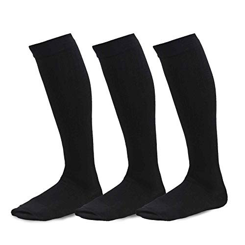 TeeHee Viscose from Bamboo Compression Knee High Socks with Rib 3 Pack  Large  10 13   Black