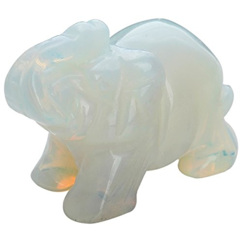 mookaitedecor Opalite Crystal Elephant Sculpture Statue Crafts Healing Reiki Pocket Gemstone Figurines 1 5 Inch mookaitedecor Opalite Crystal Elephant Sculpture Statue Crafts Healing Reiki Pocket Gemstone Figurines 1 5 Inch