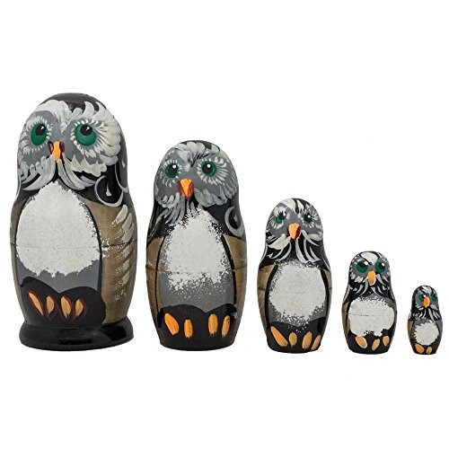 BestPysanky Set of 5 Owl Family Wooden Matryoshka Animal Nesting Dolls 4.25 Inches BestPysanky Set of 5 Owl Family Wooden Matryoshka Animal Nesting Dolls 4.25 Inches