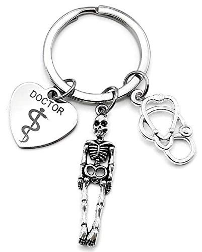 Doctor Keychain  Orthopedist Keychain  Orthopedic Surgeon  Orthopedic Specialist  Stethoscope Keychain  Doctor Charm  Bone  Spine  Skeleton Charm  Gift for Doctor  Doctor Key Ring