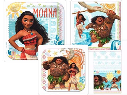 Costume SuperCenter Disneys Moana Party Supplies Pack Including Plates, Napkins and Tablecover for 16