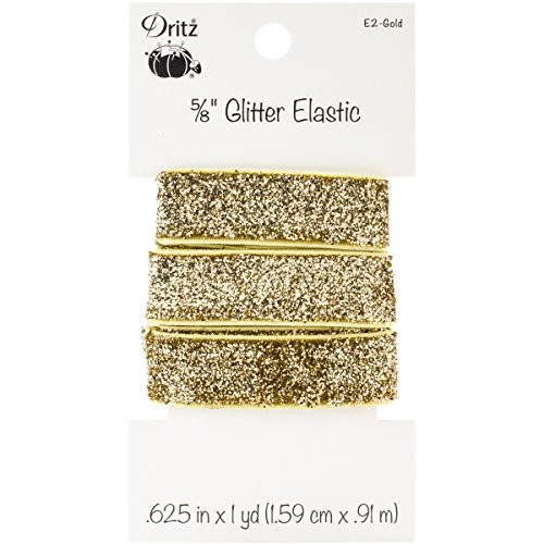 Dritz Glitter Elastic  5 8 Inch x 1 Yard  Gold