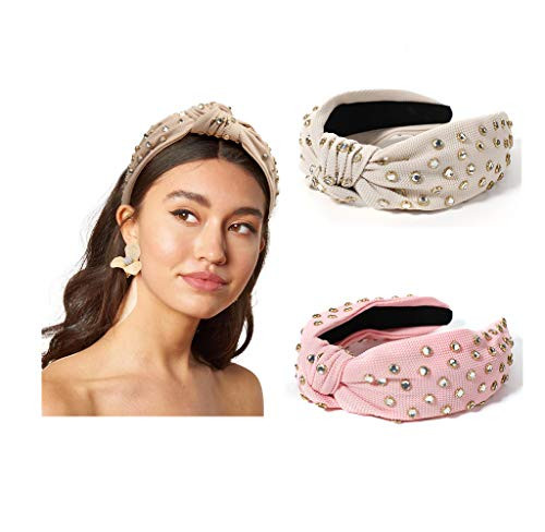 Knotted Headbands for Women Hair Twist Rhinestone Top Knot 2PCS Wide Band Fashion Cute Studs Hair Hoop Headbands For Adult Girl Vintage Hairband Knotted Headbands for Women Hair Twist Rhinestone Top Knot 2PCS Wide Band Fashion Cute Studs Hair Hoop Headbands For Adult Girl Vintage Hairband