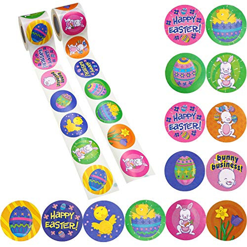 Chuangdi 400 Pieces Easter Stickers Easter Bunny Chick Egg Flower Stickers Easter Roll Decorations for Kids Party Decorations