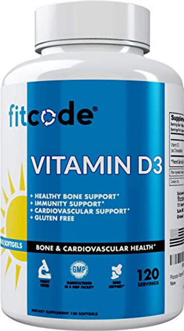 Fitcode Vitamin D3 Softgels 5000 IU High Potency Immune System Bone and Cardiovascular Support Gluten Free 120 Servings Fitcode Vitamin D3 Softgels 5000 IU High Potency Immune System Bone and Cardiovascular Support Gluten Free 120 Servings