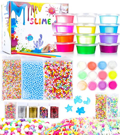 Viyor shop DIY Super Slime Kit, Crystal Slime Kit Soft Fluffy Slime Supplies for Kids, Foam Slime Includes Slime Containers Foam Beads fruit slices Viyor shop DIY Super Slime Kit, Crystal Slime Kit Soft Fluffy Slime Supplies for Kids, Foam Slime Includes Slime Containers Foam Beads fruit slices