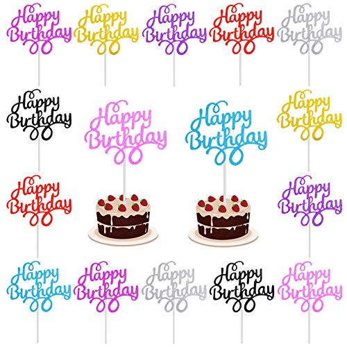 WFPLUS 40 Pieces Glitter Happy Birthday Cake Toppers 8 Colors Happy Birthday Cupcake Pick Birthday Supplies for Party Decor Cake Decorations WFPLUS 40 Pieces Glitter Happy Birthday Cake Toppers 8 Colors Happy Birthday Cupcake Pick Birthday Supplies for Party Decor Cake Decorations