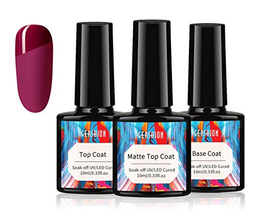 Gershion Matte Top Coat and High Gloss Top Coat Base Coat Set  No Wipe Top Coat UV LED Gel Nail Polish Shine Finish  10ml Each Bottle
