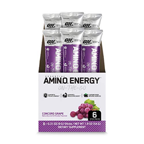 Optimum Nutrition Amino Energy   Pre Workout with Green Tea  BCAA  Amino Acids  Keto Friendly  Green Coffee Extract  Energy Powder   Concord Grape  6 Count