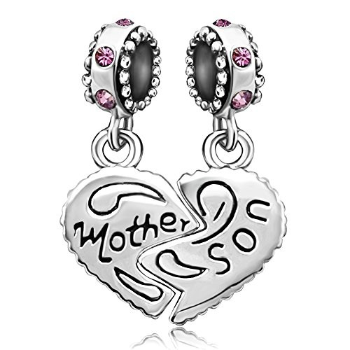 JMQJewelry Mom Mom Mother Love Son Dangle Birthstone Birthday June Purple Crystal Charms for Bracelets JMQJewelry Mom Mom Mother Love Son Dangle Birthstone Birthday June Purple Crystal Charms for Bracelets