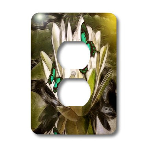 3dRose lsp_23340_6 Water Lily Butterflies 2-Plug Outlet Cover