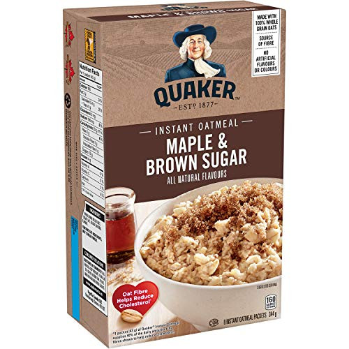 Quaker Instant Oats Maple and Brown Sugar Oatmeal 8ct 344g 12 1oz Imported from Canada