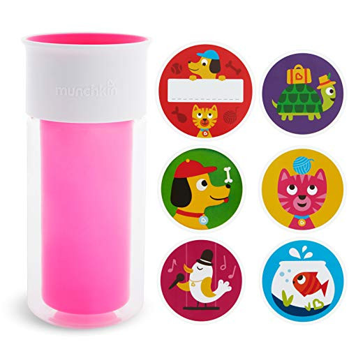 Munchkin Miracle 360 Insulated Sippy Cup  Includes Stickers to Customize Cup  9 Ounce  Pink