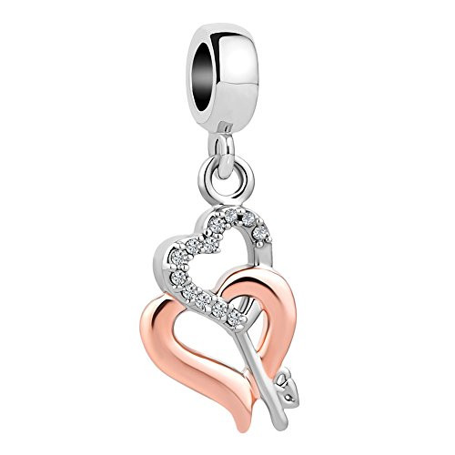 LovelyJewelry Rose Gold Key to My Heart Charm Beads for Bracelets LovelyJewelry Rose Gold Key to My Heart Charm Beads for Bracelets