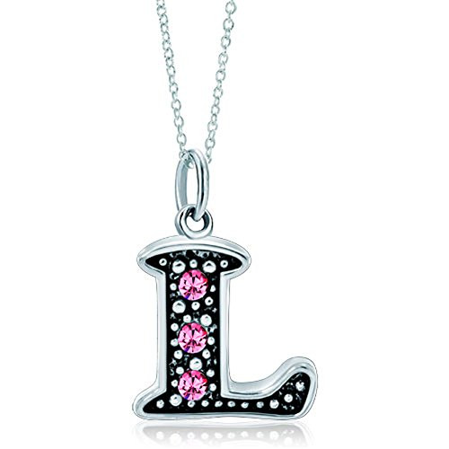 LovelyJewelry Pink Letter L Alphabet Initial Charms Bead Necklace Pendant