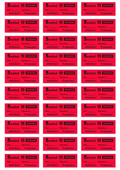 100 Customs Stickers - Tamper Evident Stickers - Tamper Proof Stickers - Security Seal - Tamper Resistant Labels - Quality Control - Warranty Void Labels - Unique Sequential Serial Numbering - Red