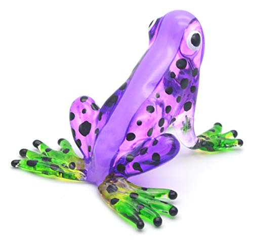 Zoo Craft Hand Blown Glass Figurine Purple Frog Handmade Miniature Animal Art