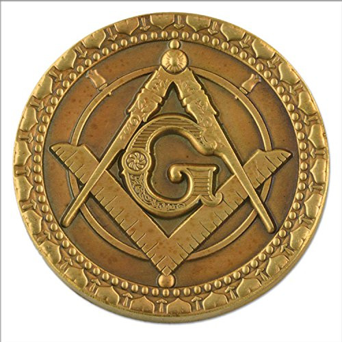 Antique Brass Faith Hope Charity Square   Compass Masonic Coin