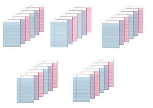 TOPS Prism Plus 100 Recycled Legal Pad  5 x 8 Inches  Perforated  Assorted Colors  Pink  Orchid  Blue  Narrow Rule  50 Sheets per Pad  Sold as 5 Pack