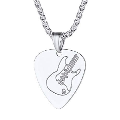 PROSTEEL Stainless Steel Guitar Pick Necklace Men Women Pendant Chain Punk Rock Music Note Jewelry Gift PROSTEEL Stainless Steel Guitar Pick Necklace Men Women Pendant Chain Punk Rock Music Note Jewelry Gift