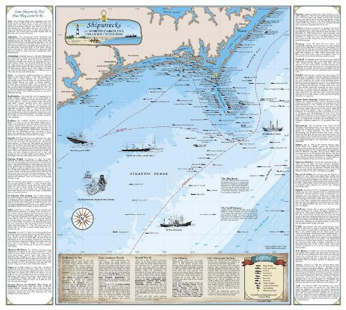 North Carolina Shipwreck Chart: Cape Lookout to New River (Laminated)