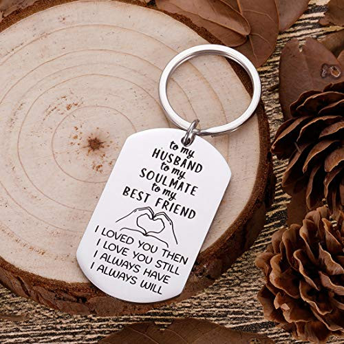 To Husband Gifts Valentine Day For Him Men from wife To My Soulmate Husband Keychain I Love You Anniversary Gifts for Hubby Birthday Wedding Fiance Groom Wedding Gifts key chain from her