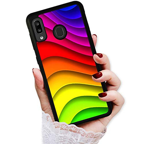 for Samsung Galaxy A20  A30  Durable Protective Soft Back Case Phone Cover  HOT12087 Abstract Rainbow