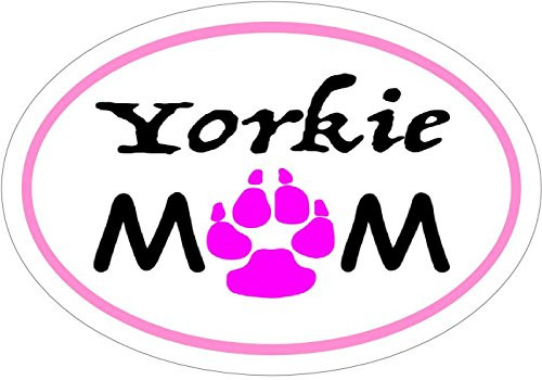 WickedGoodz Pink Oval Yorkie Mom Decal   Yorkshire Terrier Bumper Sticker   Perfect Pet Gift