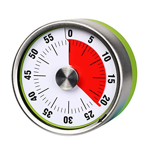 AIMILAR Small Mechanical Kitchen Timer   60 Minute Visual Countdown Timer Magnetic with Loud Alarm for Kids and Adults Baking Cooking Steaming Barbecue  Green