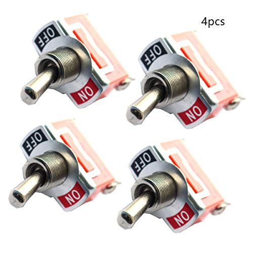 4Pcs Heavy Duty Rocker Momentary Toggle Switch 20A 125V SPDT 3 Position 3 Pin  ON  Off  ON  Switch with Metal Bat Waterproof Cap