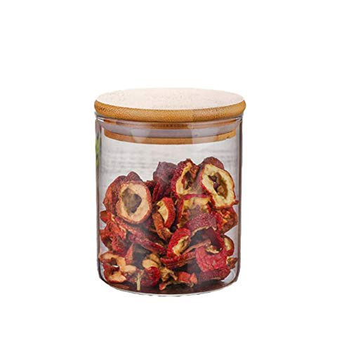Webuyii Glass Storage Jars with Bamboo Lids  Kitchen Food Airtight Storage Jar Containers Glass Candies Cookies Canisters 450ml
