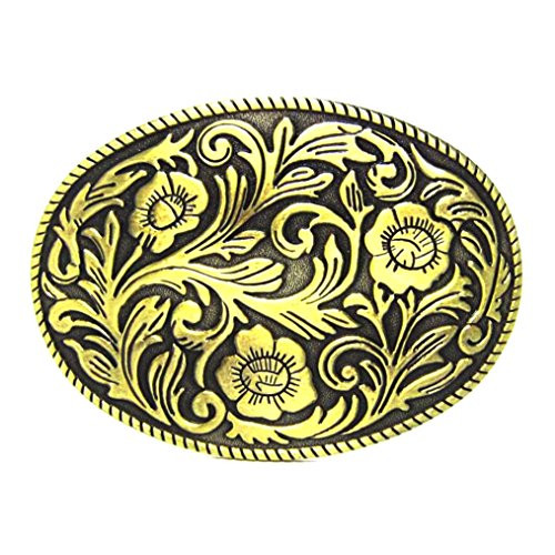 MASOP Western Engraved Flower Oval Belt Buckle Cowgirl Cowboy Rodeo Belt Buckles