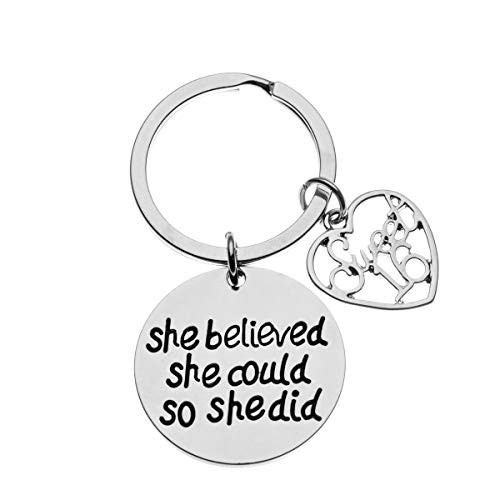 Sweet 16 Inspirational She Believed She Could So She Did Charm Keychain  Sweet Sixteen Jewelry Birthday Gift for Girls