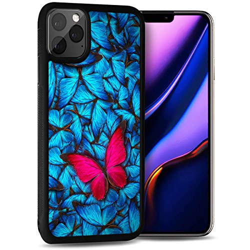 for iPhone 11 Pro Max  Durable Protective Soft Back Case Phone Cover  NiceTEK HOT12155 Blue Red Butterfly 12155
