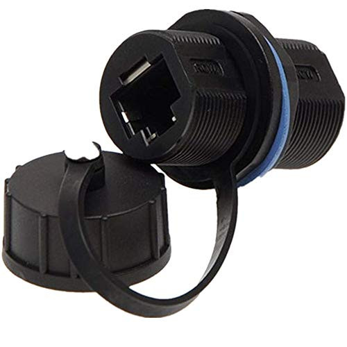 Anmbest 1PCS Panel Mounting Shielded RJ45 Waterproof Cat5 5e 6 8P8C Connector Ethernet LAN Cable Connector Double Head Coupler Adapter Female to Female with Waterproof Dust Cap