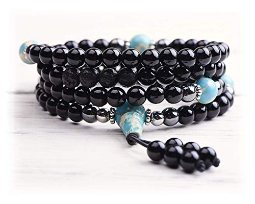Mala Beads - Prayer Beads - Japa Mala - Meditation Beads - Tibetan Bracelet - Onyx Bracelet